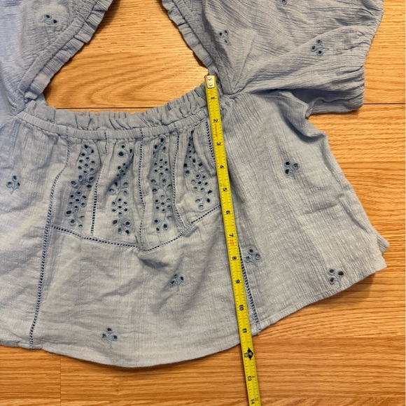 Zara Openwork Eyelet Puff Sleeve Top Size Small - Picture 9 of 11